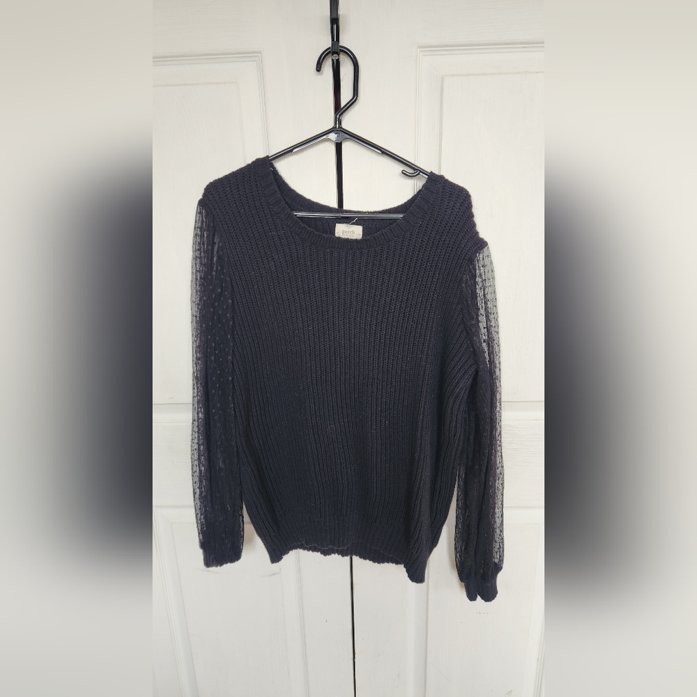 Sheer Sleeve Knit Sweater
